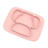 开优米 宝宝一体式硅胶餐盘 婴儿吸盘辅食碗儿童分格盘卡通餐具(粉色)