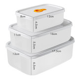 纳宝士（nowbox）保鲜盒三件套 冰箱塑料收纳盒微波炉饭盒密封盒便当盒餐盒饭盒水果保鲜盒套装 BXH-01A白