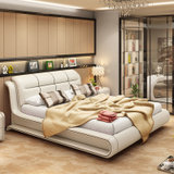 乔林曼兰 皮床 双人床 软体床 皮艺床 婚床(米白 1.5×2m+床垫+2床头柜)