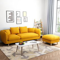 一米色彩 布艺沙发 北欧小户型三人位沙发组合沙发(香蕉黄 小三人位+脚踏)