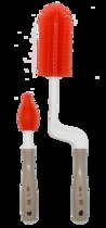 日本齿美屋奶瓶刷2件套装奶瓶奶嘴清洁工具360度旋转海绵硅胶刷子(红色 默认版本)