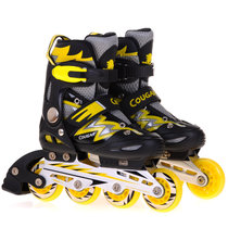 美洲狮（COUGAR）溜冰鞋可调儿童成年成人直排轮滑鞋835L男女旱冰鞋(黑黄 M码34-37码可调)
