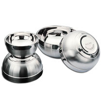 臻酷（ZHENKU）304不锈钢碗 双层隔热防烫汤面碗 BXGW-304(单个汤碗直径13厘米 本色)
