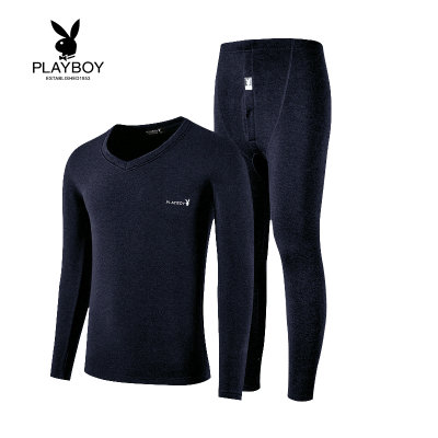 花花公子青年男士加厚加绒保暖内衣套装 冬季