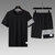 男士夏季新款潮牌经典休闲运动套装短裤短袖两件套(黑色 2XL)