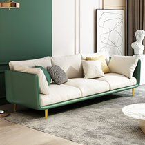 TIMI免洗防污科技布乳胶沙发轻奢三人四人直排组合客厅沙发(复古绿+米白色 三人位2.1米)