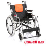 鱼跃（YUWELL）轮椅 加强铝合金 折背便携 H053C 免充气轻便老年残疾人代步(黑色而 1台)