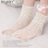 韩版镂空蕾丝网眼短袜  女式春夏季新款百搭堆堆袜 两色装  DELUXSEY