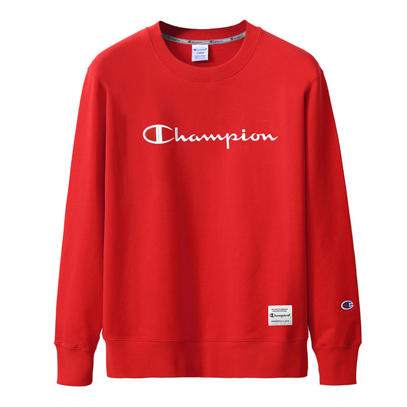 champion情侣款卫衣男女刺绣草写logo长袖t恤纯棉圆领套头情侣休闲