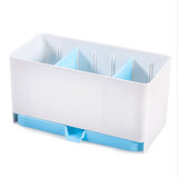 浦晨厨房双重隔板沥水收纳盒塑料家用餐具架(蓝色PB9012)