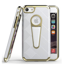 木木（MUNU）苹果7/7plus iphone7/7plus 手机壳 手机套 保护壳 保护套 外 后壳 格子纹支架硬壳(银白色 苹果7)