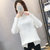 高领毛衣女2018秋冬韩版新款宽松套头长袖中长款加厚针织打底衫(白色)(XL)