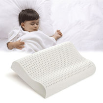 卡兰乳胶枕 儿童枕 婴儿宝宝枕 幼儿定型枕头 护颈枕头(白色天鹅绒枕套 50*30*7*9)