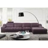 优雅紫色头层牛皮客厅转角组合沙发