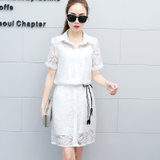 邑概念 春夏季新款女装韩版蕾丝衣服裙子两件套气质中长连衣裙套装潮1017(白色 S)