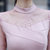 2017蕾丝连衣裙秋装女新款韩版修身显瘦长袖时髦小立领裙子(粉红色 L)第5张高清大图