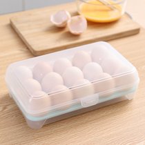 厨房15格冰箱鸡蛋盒保鲜盒塑料便携食品收纳储物盒透明蛋托盒子(蓝色3个装 默认版本)