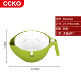 CCKO双层洗菜盆沥水篮洗菜神器旋转菜筐厨房客厅家用水果盘漏水盘CK9520(翻转带锁扣沥水篮（绿色GN）)