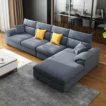 A家家具 布艺沙发现代简约组合大小户型可拆洗沙发组合 DB1558(蓝灰色 三人位+中位+左贵妃位)