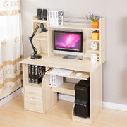 蔓斯菲尔环保台式电脑桌写字台书架组合书柜简约办公(白枫木色)