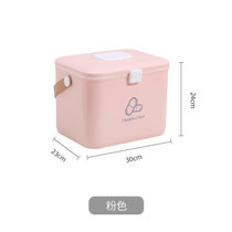 日本AKAW爱家屋大号医药箱家用大容量应急便携收纳盒急救箱(粉色)