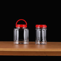 装蜂蜜的瓶子塑料瓶3斤/1100ml椭圆形干果瓶塑料瓶透明防潮密封罐(编织袋包装红色80个瓶子 默认版本)