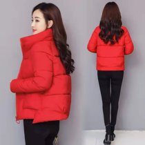厚保暖时尚百搭新款女短棉袄韩版羽绒棉衣面包服外套(红色 M)
