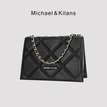 MICHAEL&KILANS 品牌包包女包新款菱格单肩包链条小方包女士斜挎包包B2210796(白色)