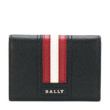BALLY巴利男士深色条纹牛皮短款钱包钱夹6218085黑色 时尚百搭