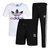 阿迪达斯春夏季新款运动套装男女三件套Adidas短袖t恤短裤长裤-网(白黑)