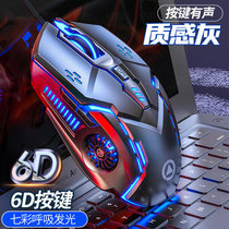 新款G5有线鼠标发光游戏电竞机械有声按键便携笔记本电脑鼠标(灰色 G5鼠标(按键有声版))