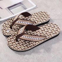 SUNTEK韩版人字拖男士拖鞋夏季时尚外穿学生个性凉拖1滑软底沙滩鞋(43 按摩棕色)