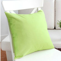 时尚卡通抱枕套纯色亚麻靠垫靠包 办公室腰枕座椅沙发方枕汽车抱枕芯(草绿色 45x45套子+芯)