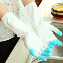 多色可选橡胶手套防水洗衣洗碗乳胶手套橡胶家务清洁手套薄清洁塑胶皮pvc手套（新疆西藏青海不发货）(蓝色 M码)