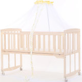 HUGBB婴儿床宝宝加大童床环保实木无油漆可侧翻与大人床合并、可变书桌、可变摇床(实木床+赠品 版本)