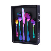 欧式牛排刀刀叉勺茶勺套装  家用西餐餐具16件套带礼盒(彩色 20件套)