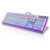 灵逸黑寡妇 背光游戏机械键盘黑轴青轴电脑lol金属彩虹87键盘104(白色键盘 青轴104键（彩虹背光）)