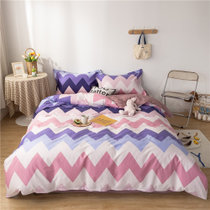 善纯全棉印花系列三件套纯棉简约床上用品-波浪-紫0.9米床单款 简约纯棉 温馨舒适