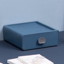ins风桌面收纳盒抽屉式化妆品盒储物盒小塑料多功能(静谧蓝 1个装)