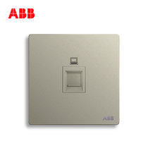 ABB开关插座面板轩致无框香槟银色系列USB+五孔一开单控双控错位二三插三孔16A电视电话电脑六类网插86型家用面板(六类电脑AF333-CS)