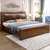 吉木多 橡胶木实木床新中式1.8米双人床经济型1.5米大床主卧软靠婚床卧室家具 颜色拍下备注(1.5*2米带软包 床+床头柜*2)