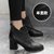 SUNTEK女鞋春秋2021年新款系带加绒短靴英伦风靴子冬粗跟棉鞋马丁靴(黑色（单里） 40)