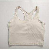 SUNTEKlulu~可拆卸胸垫运动内衣 紧身无袖工字背运动背心欧美性感文胸(白色 XL(130-145斤))