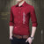 洲玛仕 2018新款休闲男式衬衫 个性字母韩版修身型衬衣(18017红色 5XL)