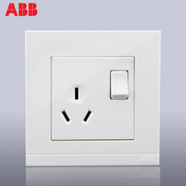 ABB由悦白三孔带开关插座16A AG228 86型开关插座 墙壁