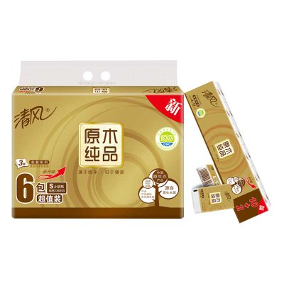清风 原木纯品金装抽纸3层120抽6包面抽纸+金装4层8张12包手帕纸1条(1提6包+1条12包) 清风 原木纯品金装抽纸3层120抽6包面抽纸+金装4层8张12包手帕纸1条(1提6包+1条12包)