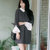 Mistletoe韩版秋季新款女装拼接毛呢大码连衣裙(深灰色 XL)