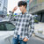 森雷司格子衬衫男长袖2018秋季新款韩版潮流时尚男士衬衣外套个性帅寸衣(白色 4XL)