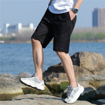 男士短裤男五分裤2021夏季新款宽松透气健身跑步休闲运动裤沙滩裤(黑色 5XL)