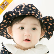 春秋婴儿盆帽0-3-6-12个月夏季女童公主小孩渔夫遮阳宝宝太阳帽子(藏青色)